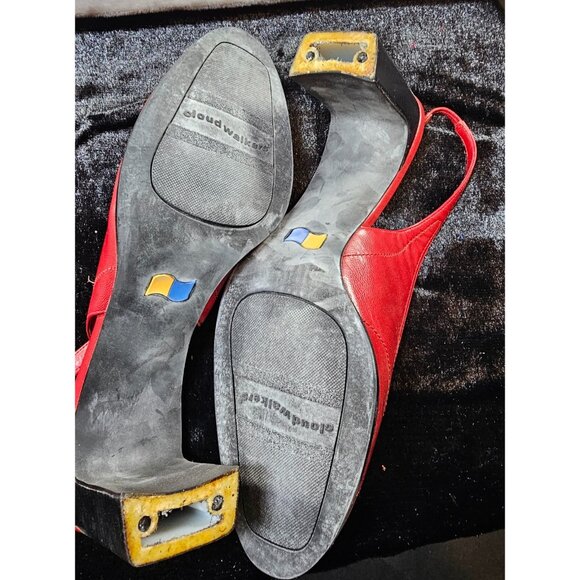 Cloud Walker Crown Peep Toe Leather Upper Pumps - Red - SZ 12W - Picture 7 of 8